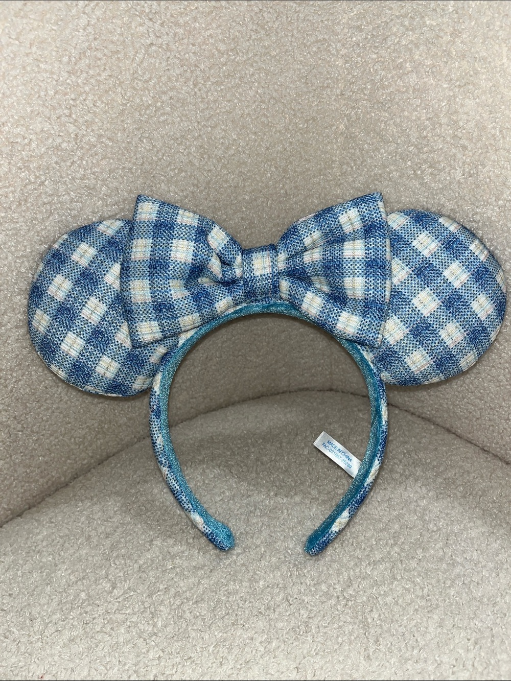 Tokyo Disney Blue Gingham Mickey Minnie Mouse Ears NWOT